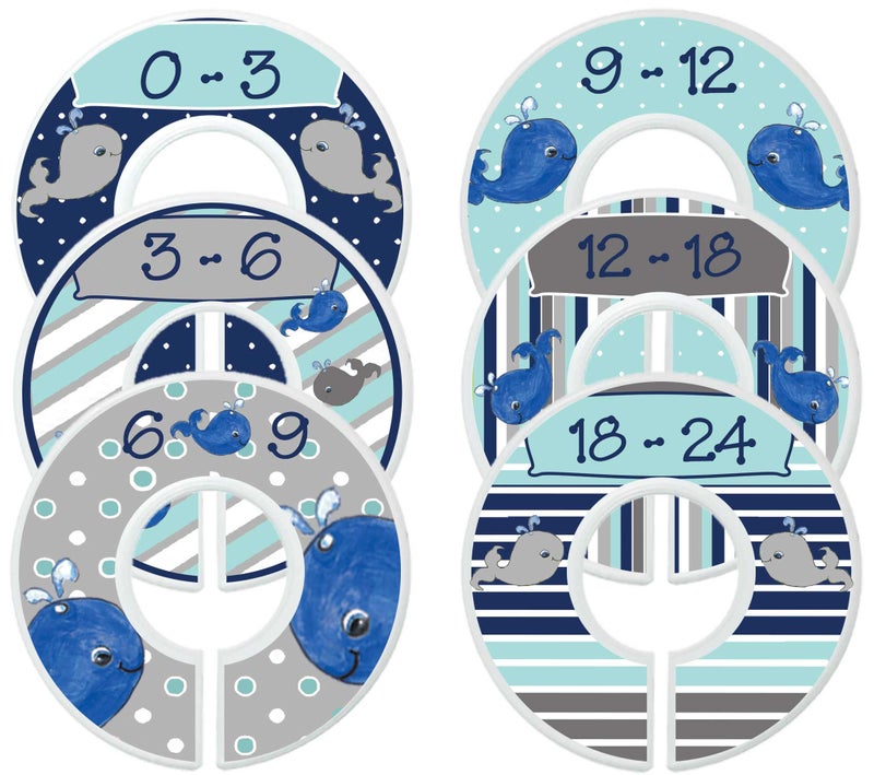 Mumsy Goose Baby Closet Dividers Nursery Closet Dividers Closet Organizers Whales - Image 1